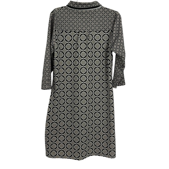 Gretchen Scott Designs Tunic Dress Size Medium Black Gray Geometric Midi - Picture 2 of 11